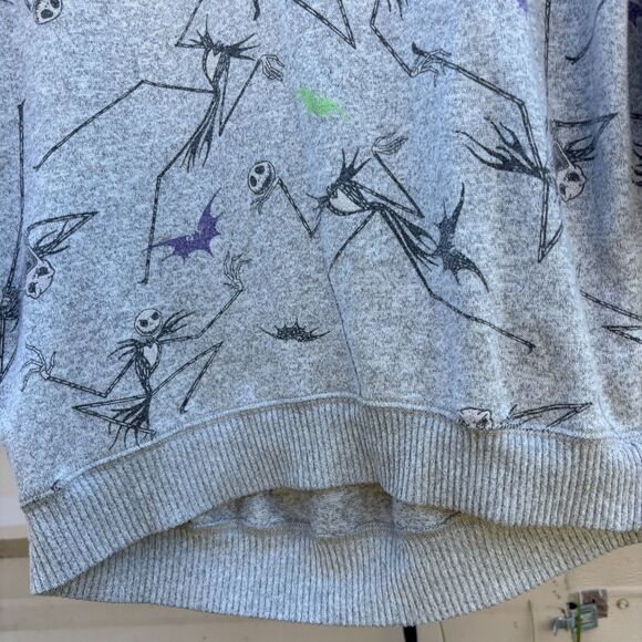 Disney Nightmare Before Christmas Jack Skellington Sleep Shirt XS Gray Pullover - Picture 8 of 9